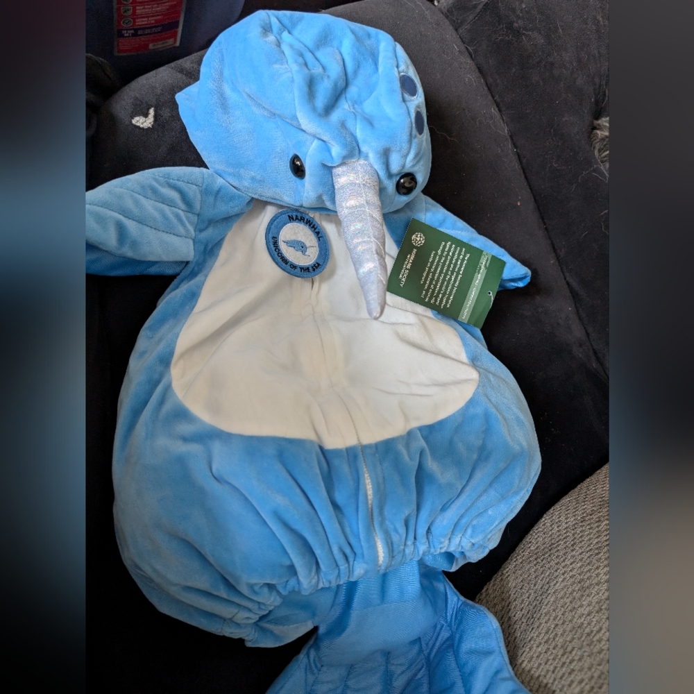 Blue Narwhal Plush Costume